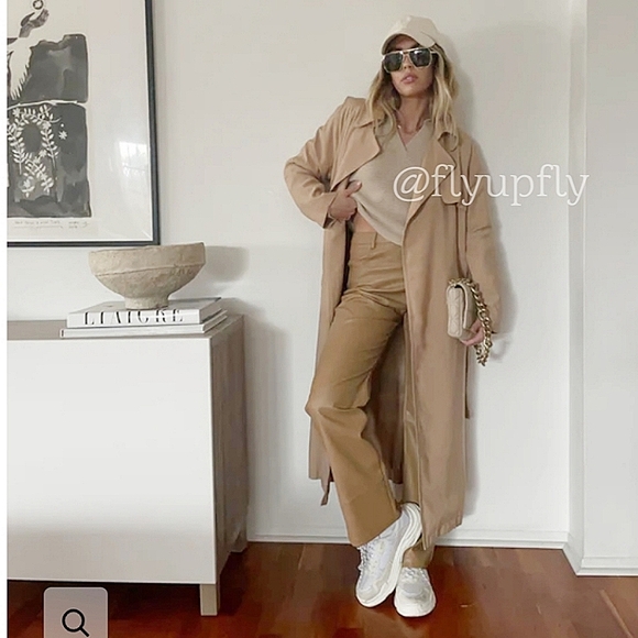 ZARA * STRAIGHT LEG FAUX LEATHER PANTS - Picture 3 of 8